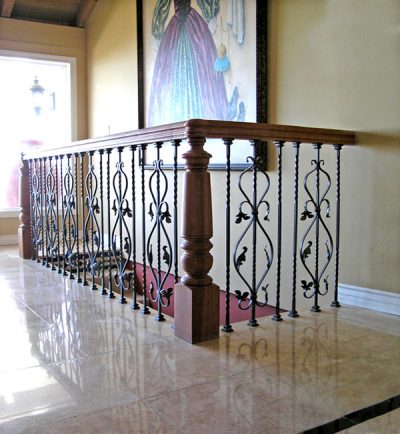 Cherry with Iron Scroll Staircase
